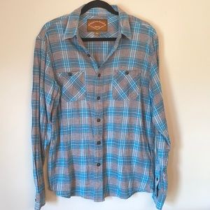 Men’s Red Camel grey/blue flannel button down.